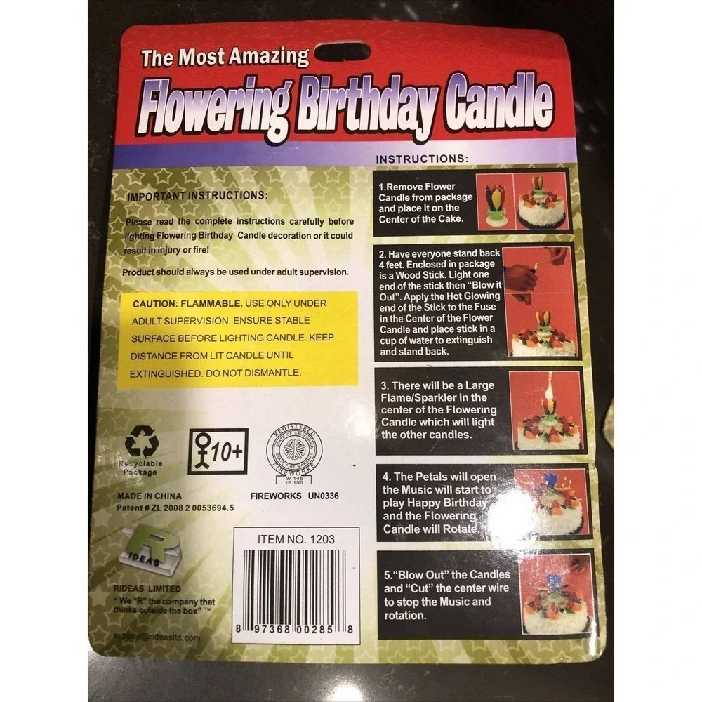 Vtg‎ Happy Birthday Candle Musical The Most Amazing Flowering Cake Topper Party
